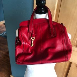 Fossil red leather satchel